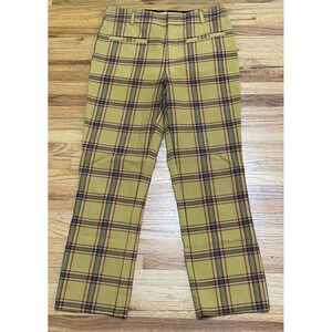 Anthropologie Maeve Women's 4 Yellow Pants Cotton‎ Cropped Plaid Preppy Stretch